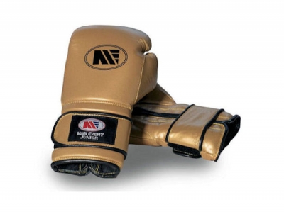 Main Event JTG 1000 Childrens Kids Leather Training Boxing Gloves Gold