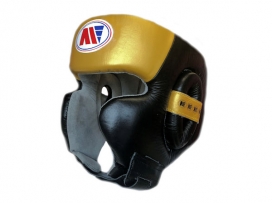 Main Event Boxing Training Head Guard Cheek Protection Gold Black