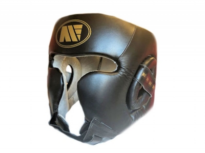 Main Event Boxing Training Head Guard Cheek Protection Black Gold