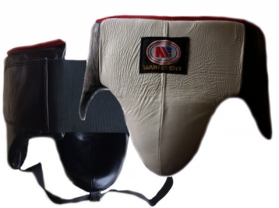 Main Event Boxing Pro Leather Groin Guard Protector Silver Black
