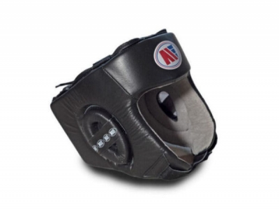 Main Event Childrens Kids Leather Training Boxing Head Guard Black