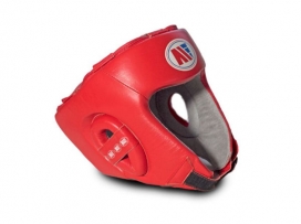Main Event Childrens Kids Leather Training Boxing Head Guard Red
