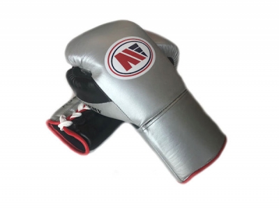 Main Event PFG 3000 Pro Fight Gloves Lace Up Silver Black