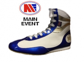Main Event Alchemy Pro Elite Boxing Boots White Blue Gold