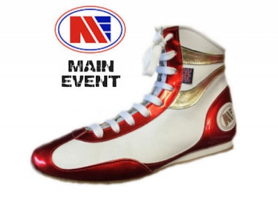 Main Event Alchemy Pro Elite Boxing Boots White Red Gold