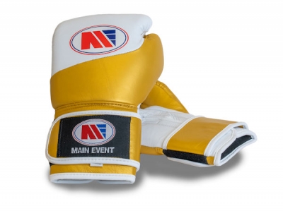 Main Event FBG 1000 Futura Leather Boxing Gloves Gold White