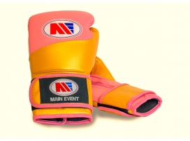 Main Event FBG 1000 Futura Leather Boxing Gloves Gold Pink