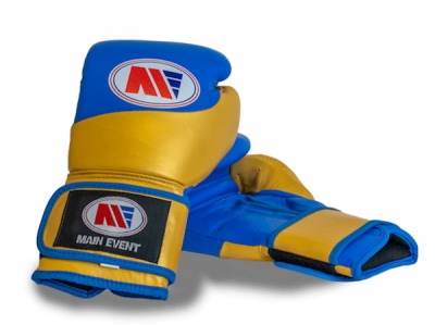 Main Event FBG 1000 Futura Leather Boxing Gloves Gold Blue